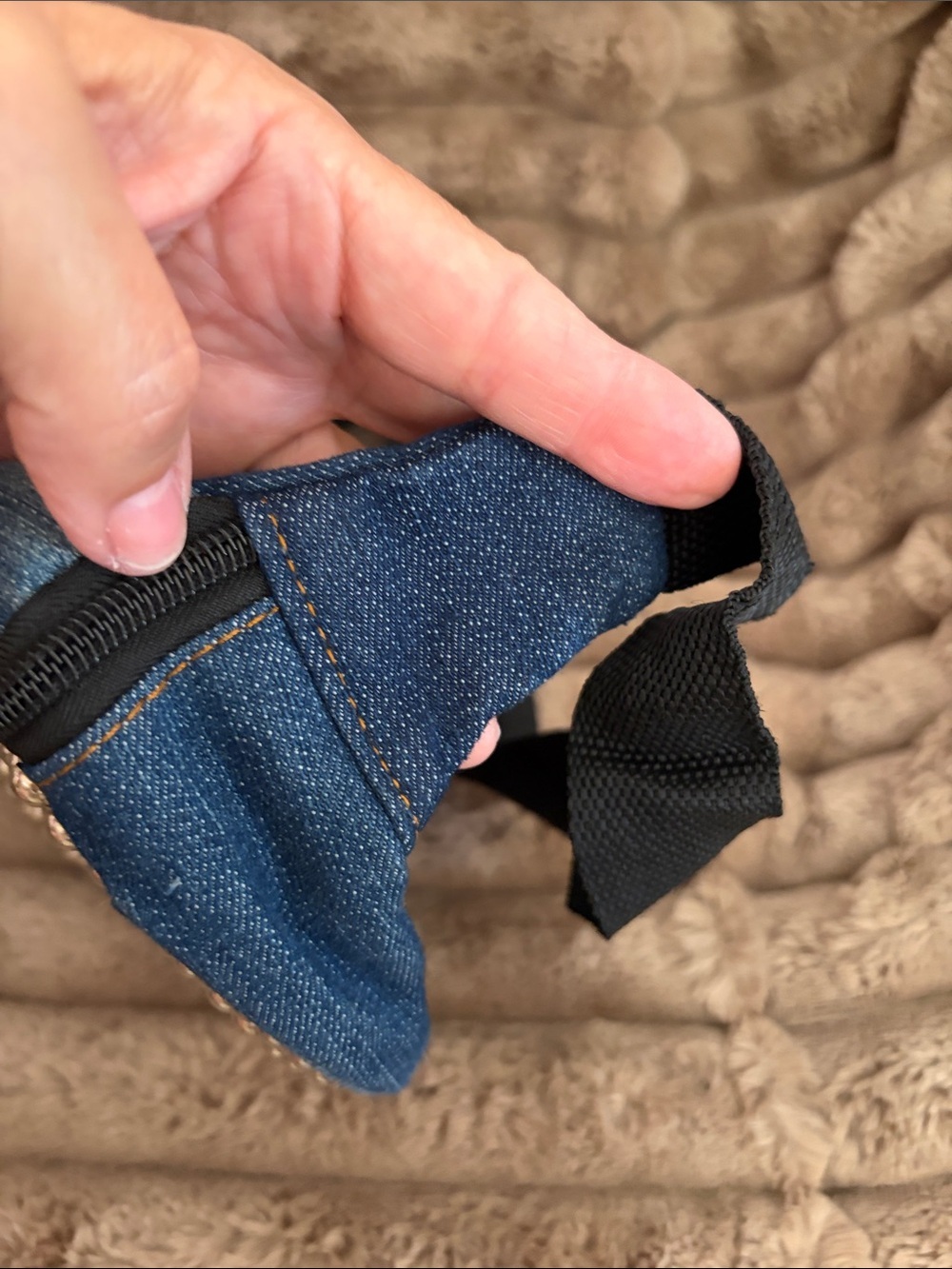 Studded Blue Denim Crossbody Belt Bag - Picture 4 of 8